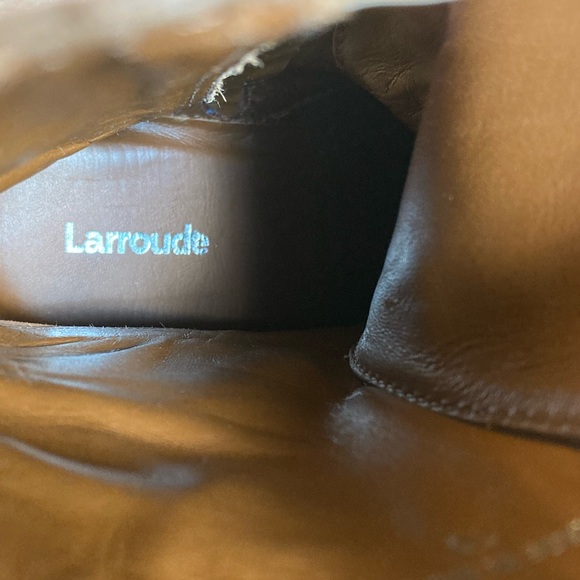 Larroude Joan Brown Lace Up Boots with Chunky Sole